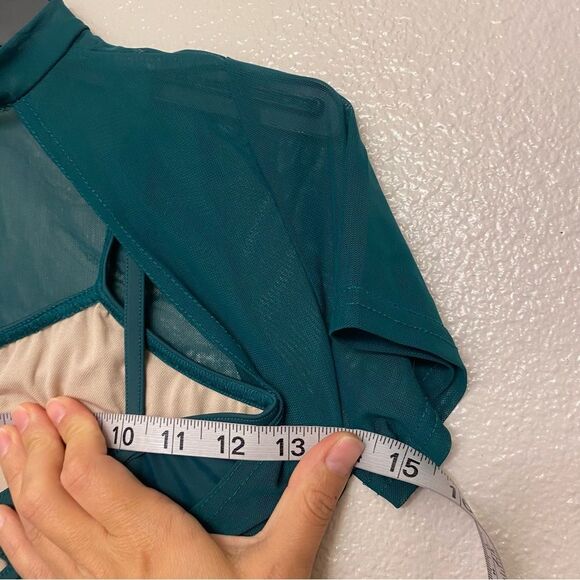 WEISSMAN balera Dance Costume green Mock Neck Power Mesh Romper SM11785 MC child - Picture 4 of 9